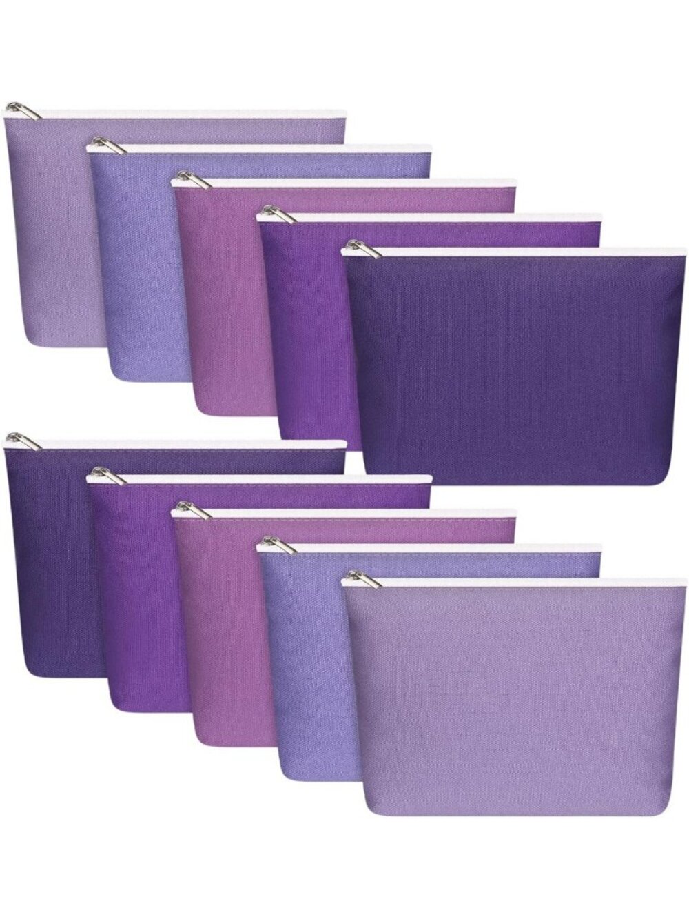 10 Pcs Canvas Makeup Bags Set - Blank DIY Toiletry & Pencil Pouches, Great Gift!